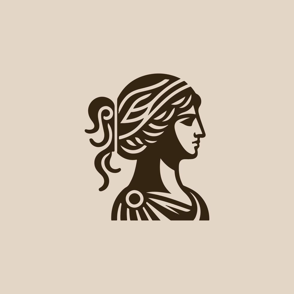 a woman's head in profile with a long hair vector