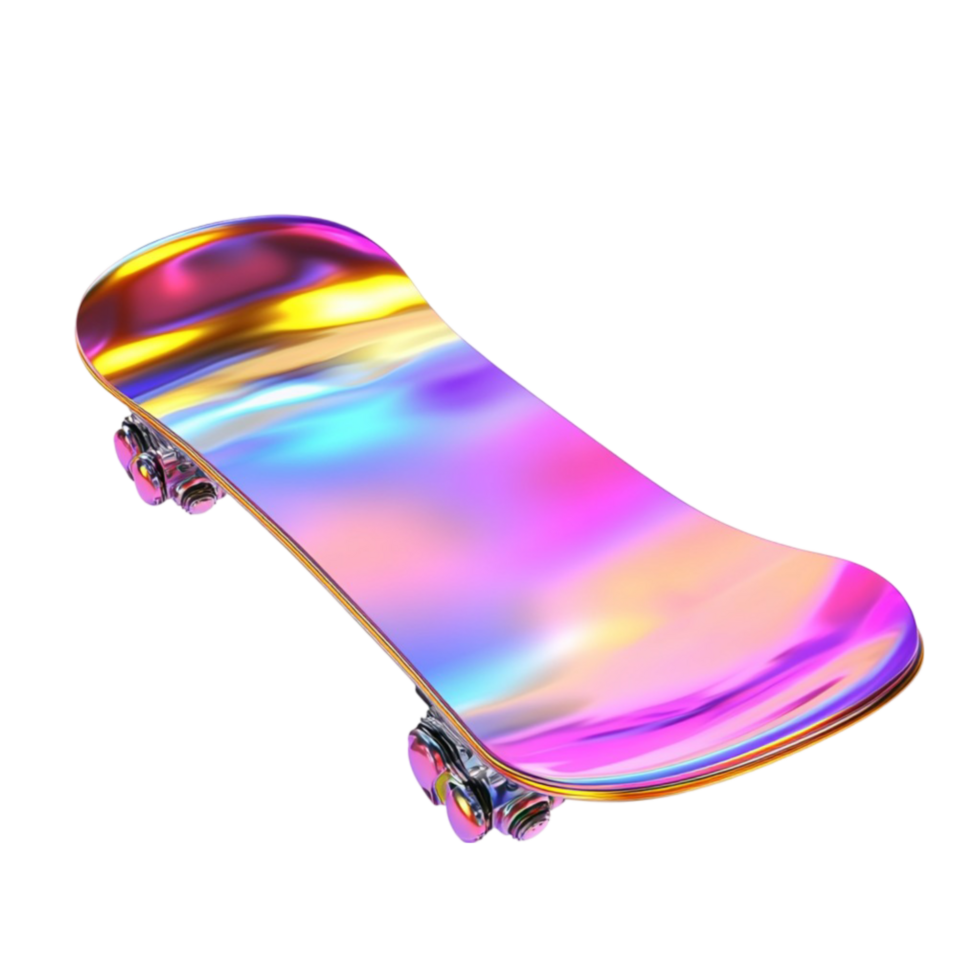 Skateboard with Rainbow Colored Finish png