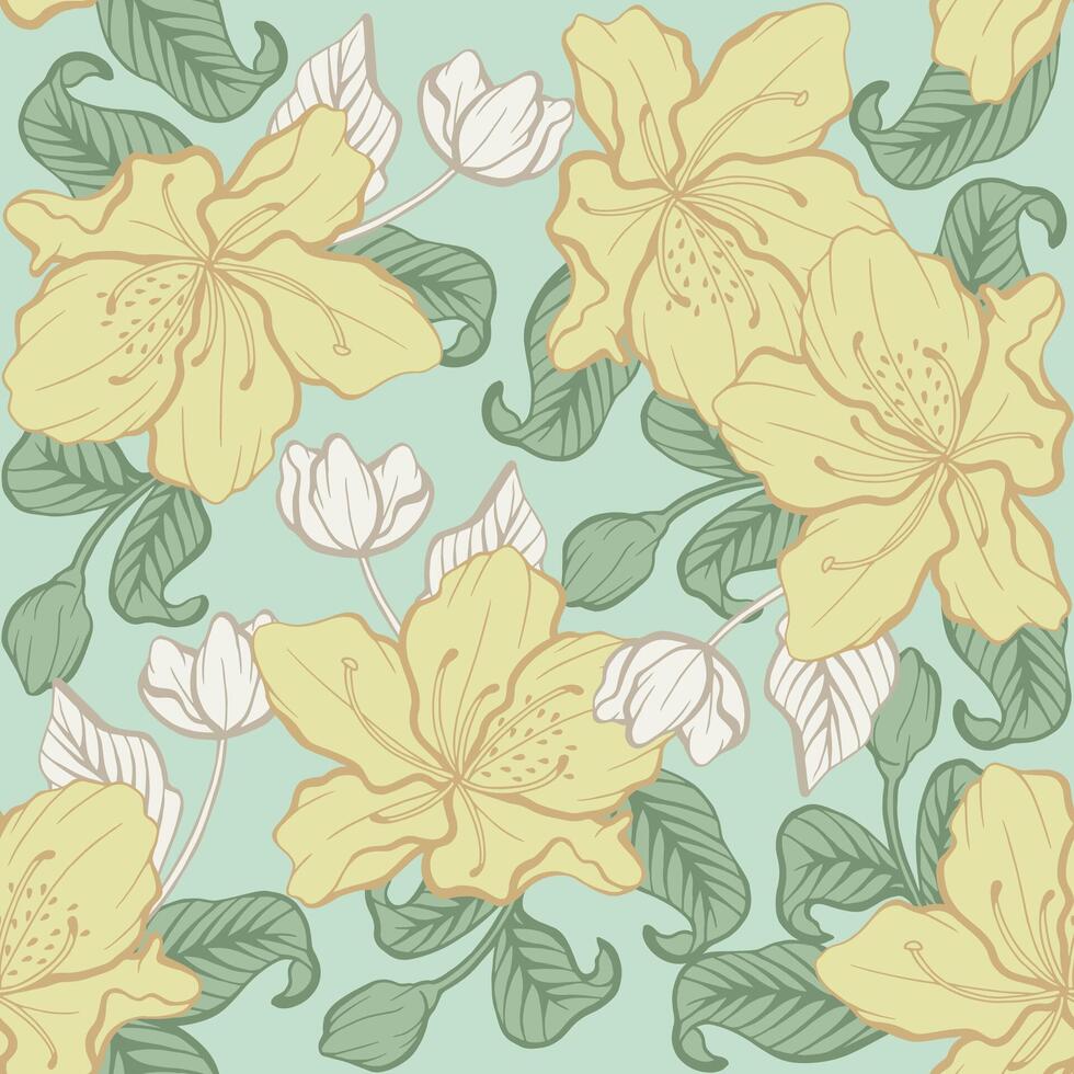 Soft yellow Azalea flower pattern. vector