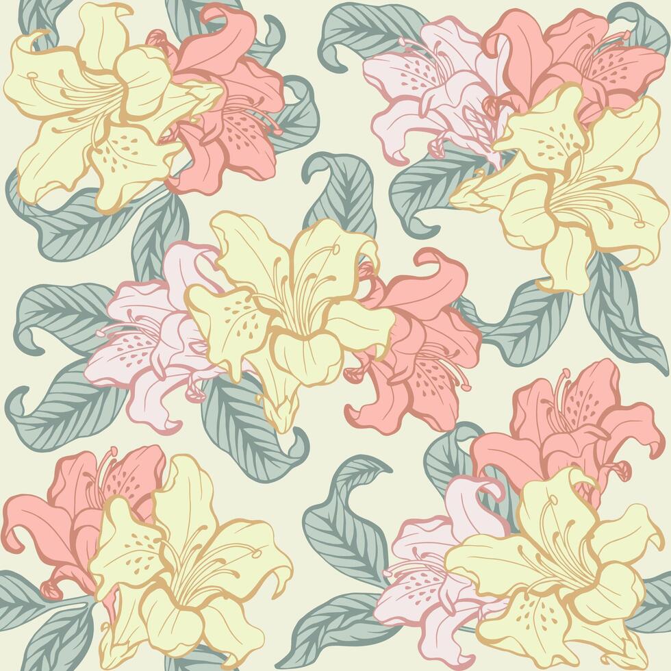 Azalea flower pattern summer colors. vector