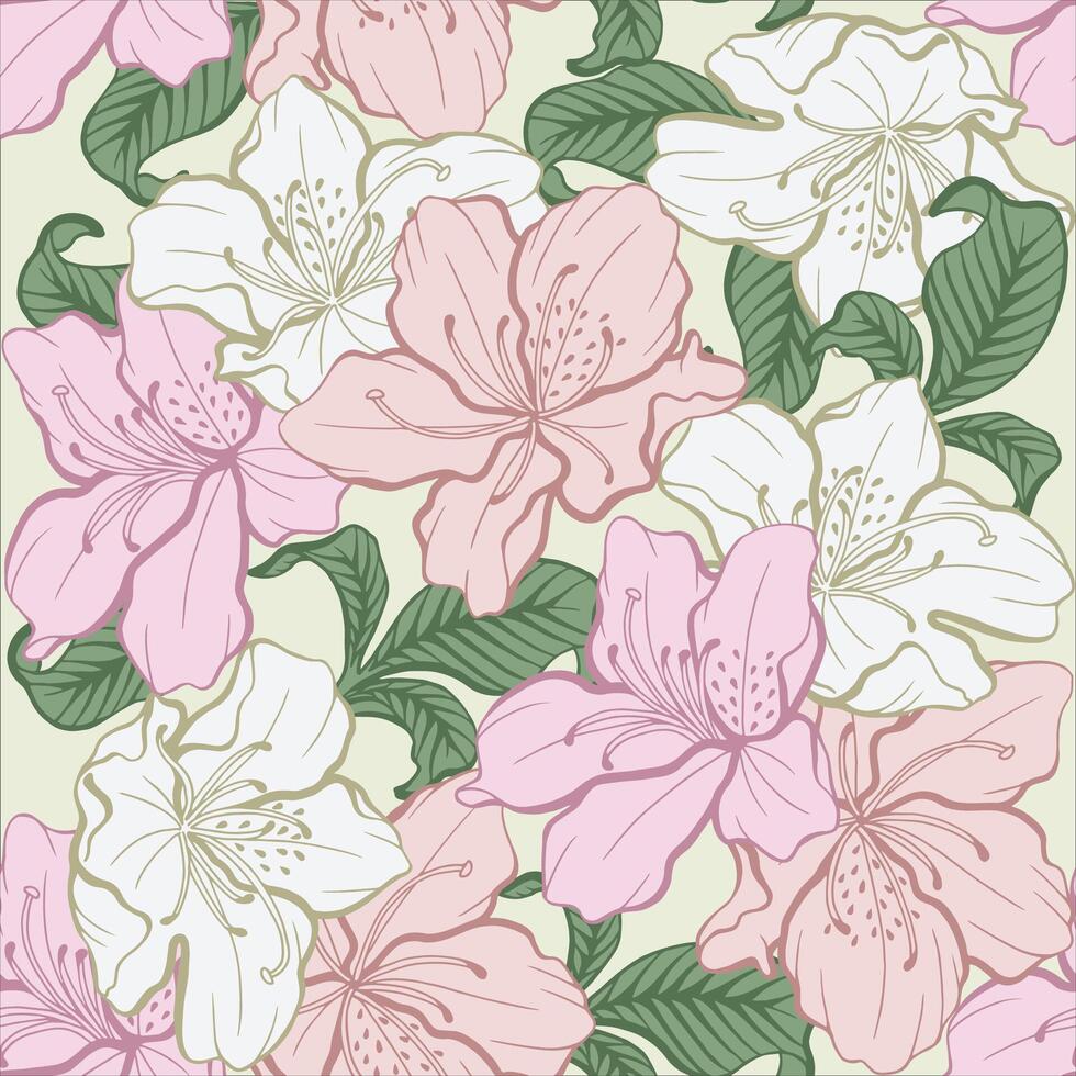 Seamless pattern Azalea flower soft colors. vector