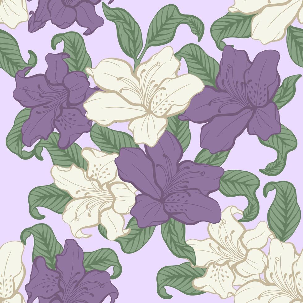 Soft purple Azalea flower pattern. vector