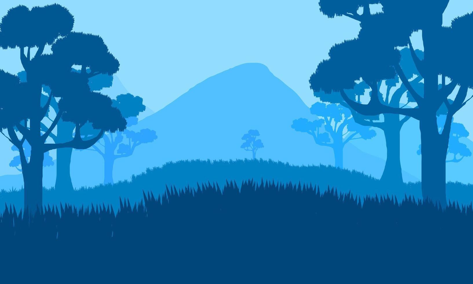illustration of natural scenery of mountains and trees vector