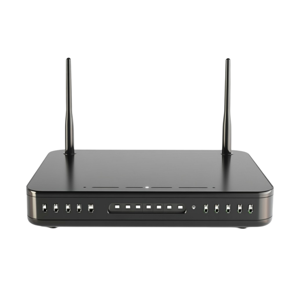 Wireless Router with Wi-Fi Signal on Transparent Background png
