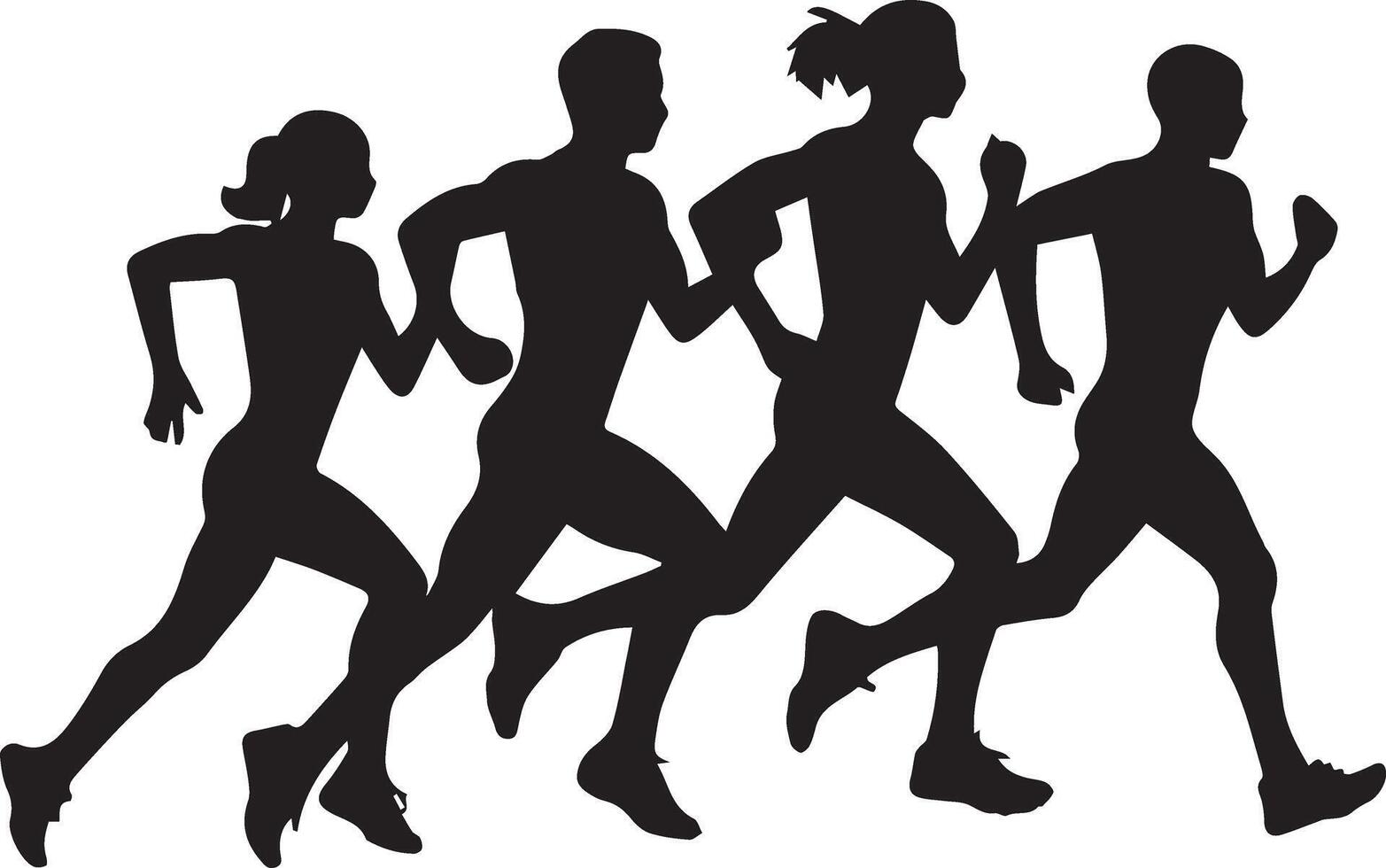 Powerful Running Silhouette Group Artwork vector