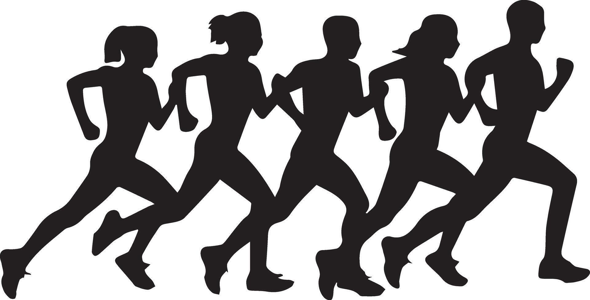 High Energy Running Silhouette Group vector