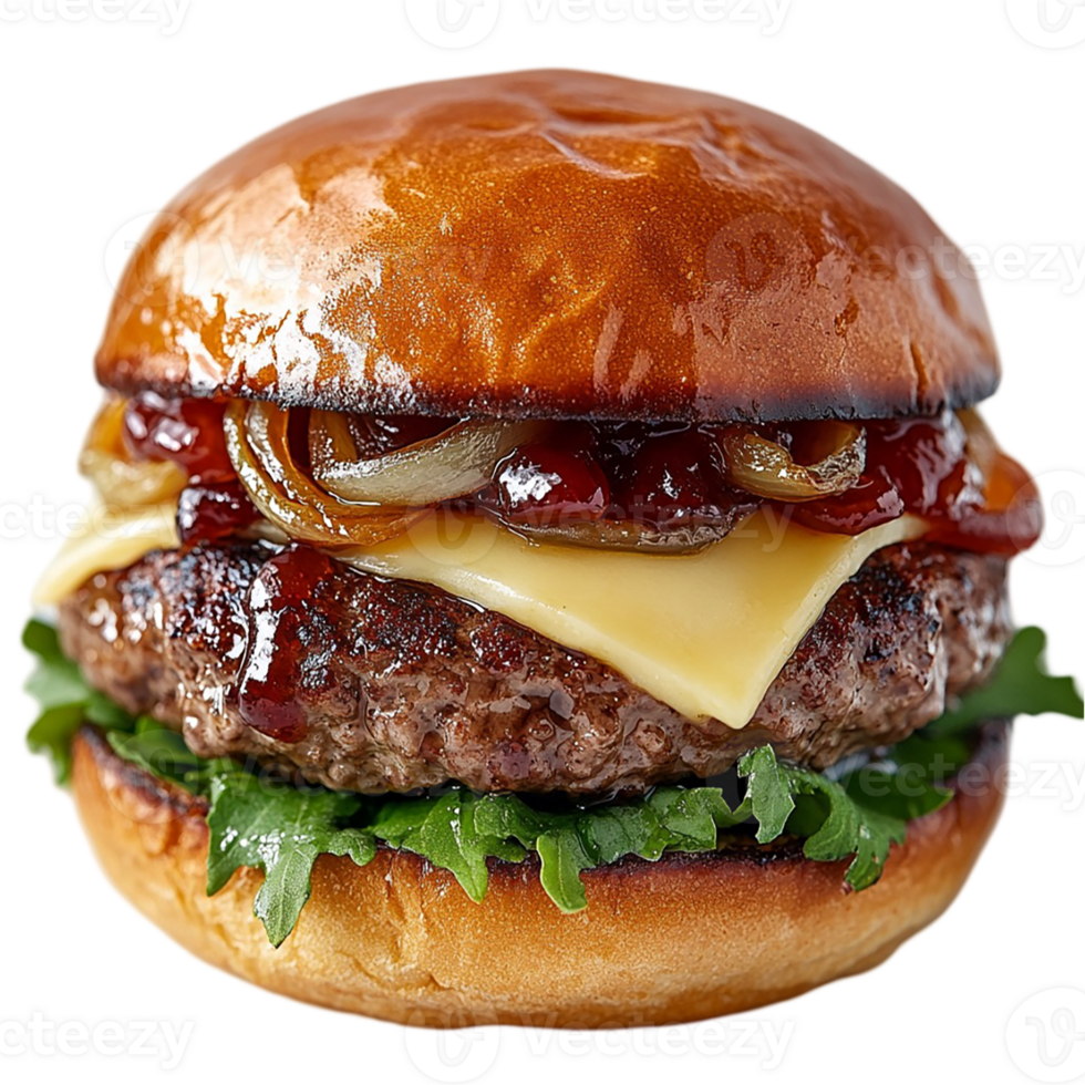 A hamburger with cheese and onions on it png