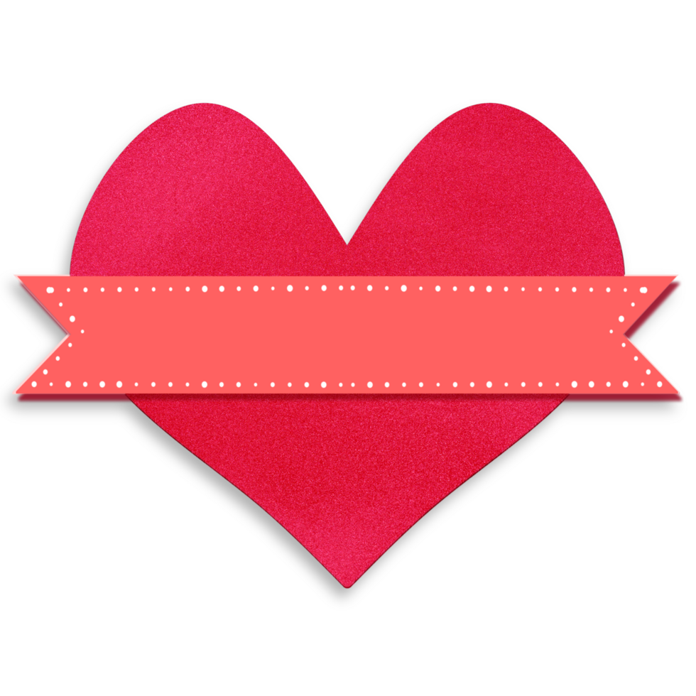 A red heart Valentines banner Frame with a ribbon on it png