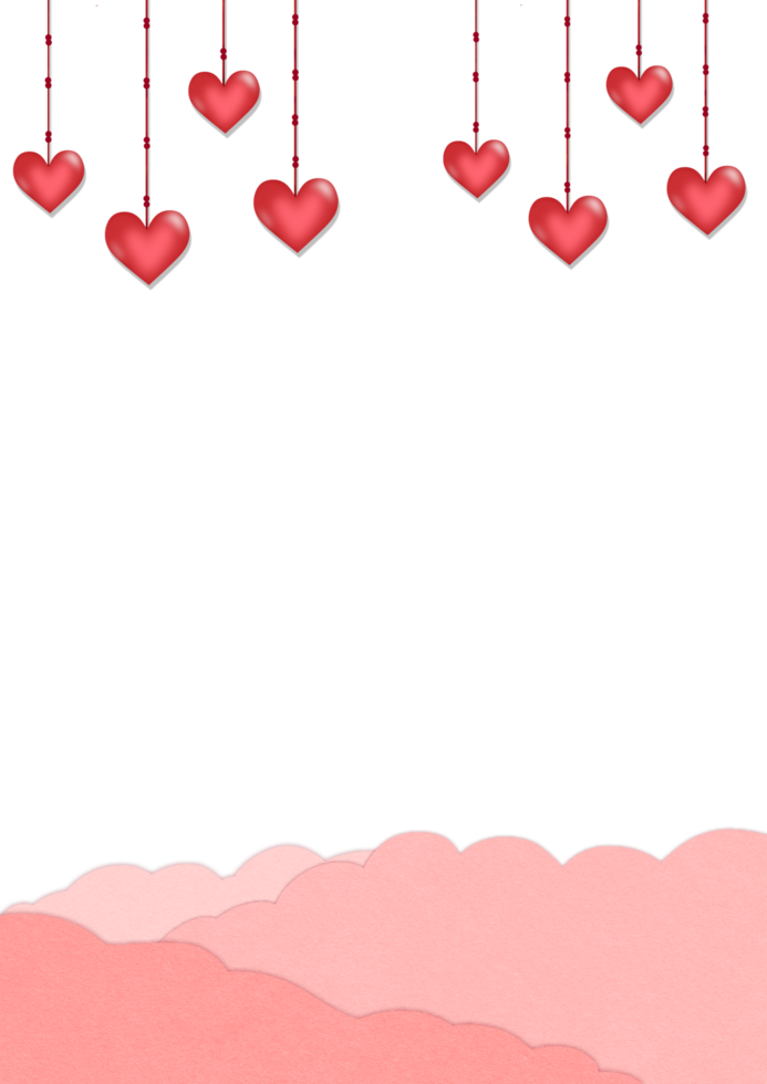 Hanging Hearts in a Soft Pink Sky valentine Background png