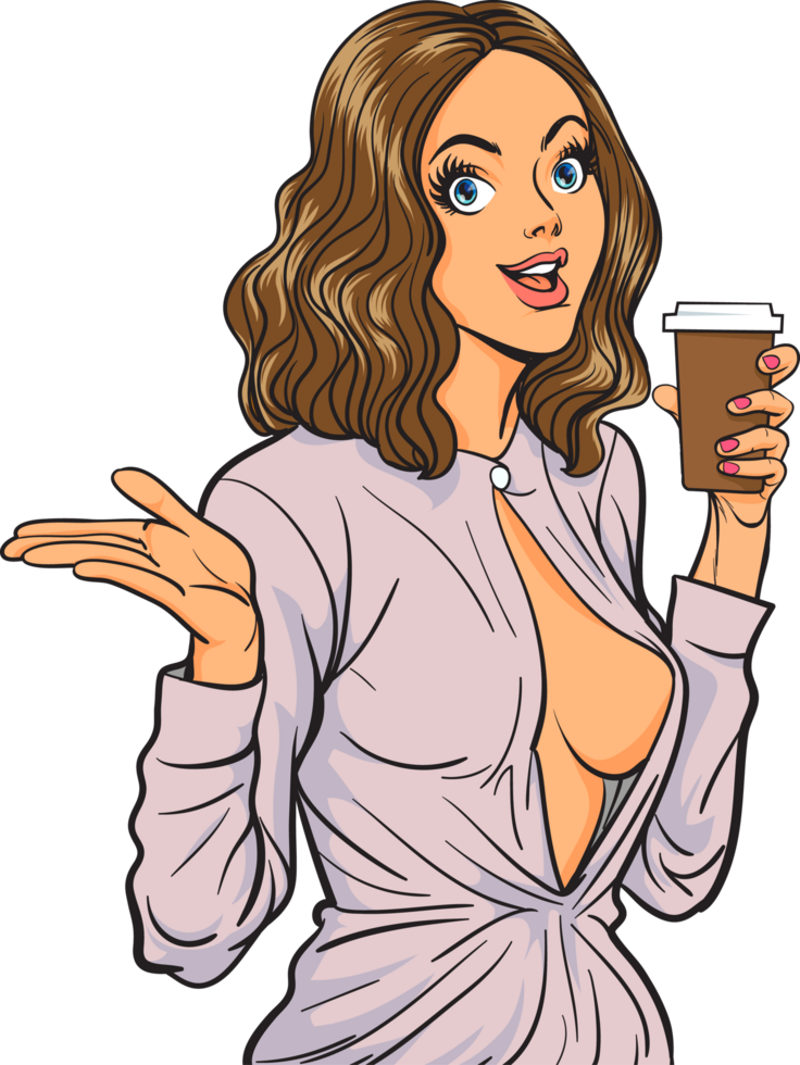 cup of your favorite morning coffee, fragrant with the freshness of a young woman png