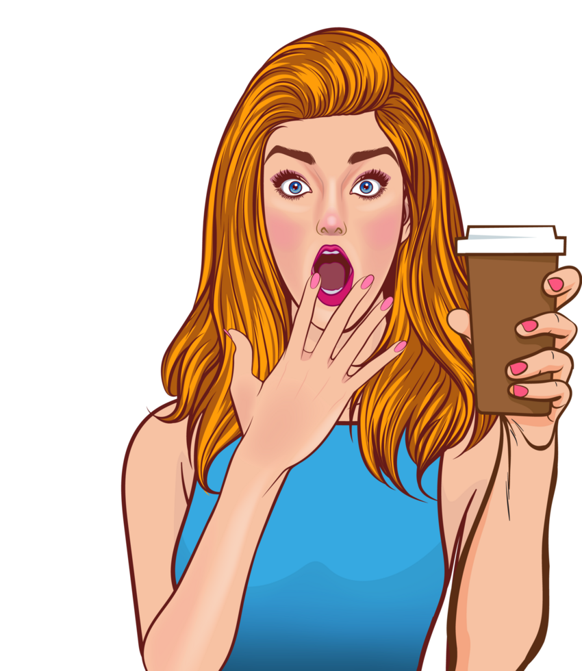 Trendy woman smiling with a cup of cappuccino png