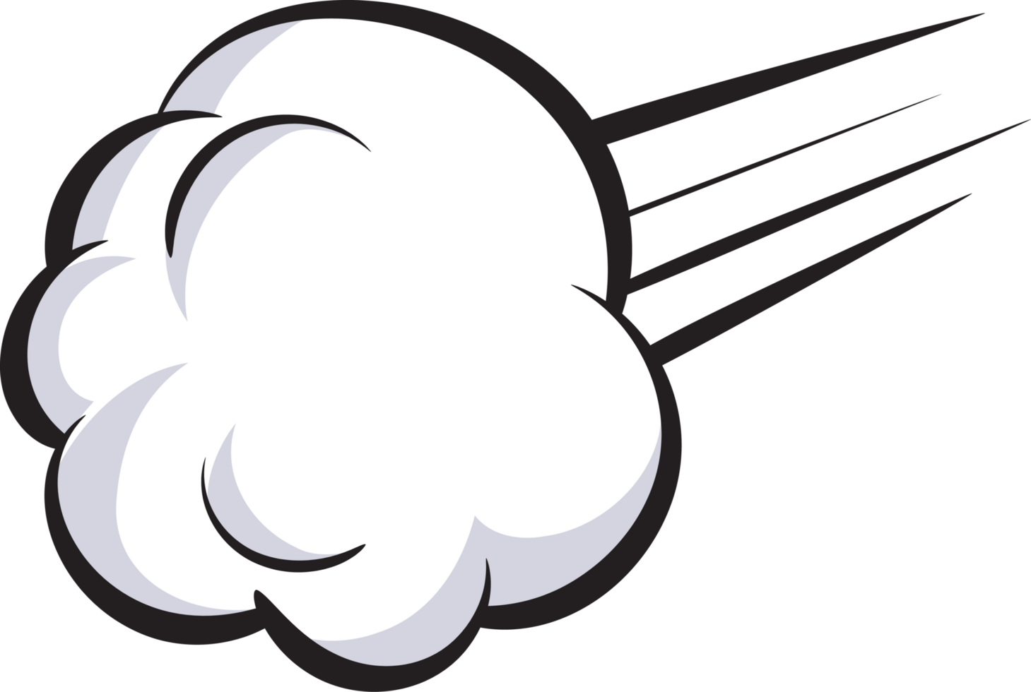 Comic speech bubble with cloud and halftone shadow, pop art style png