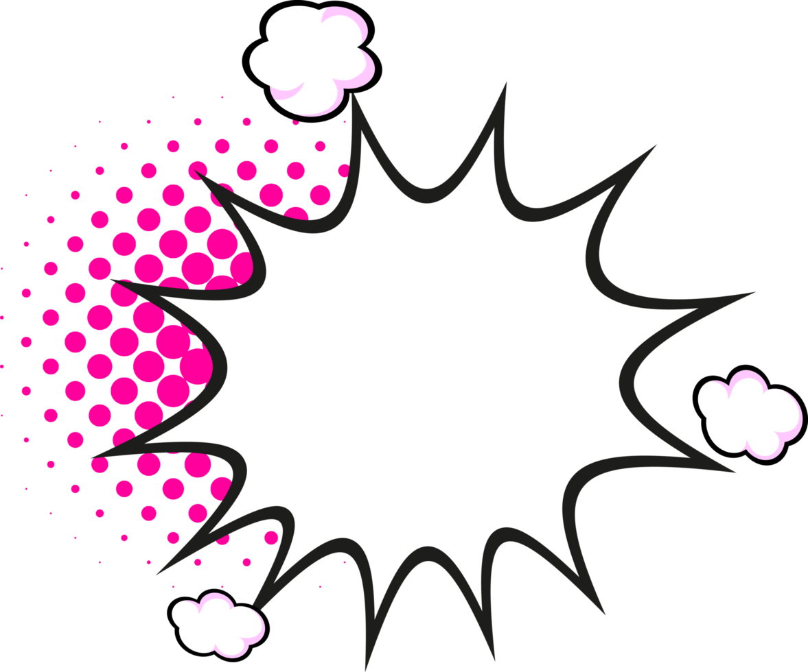 Retro empty comic bubbles and elements halftone shadows on transparent vintage design pop art style png