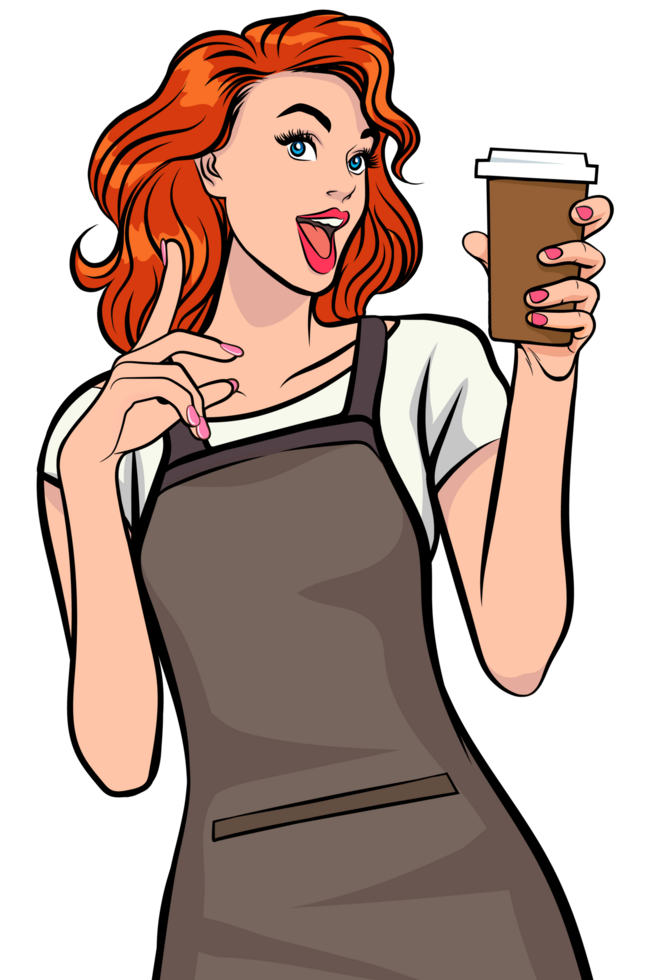 Barista girls are ready to serve you with fragrant coffee png