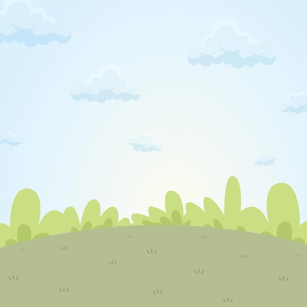 green meadow blue cloud sky landscape space view background illustration design vector