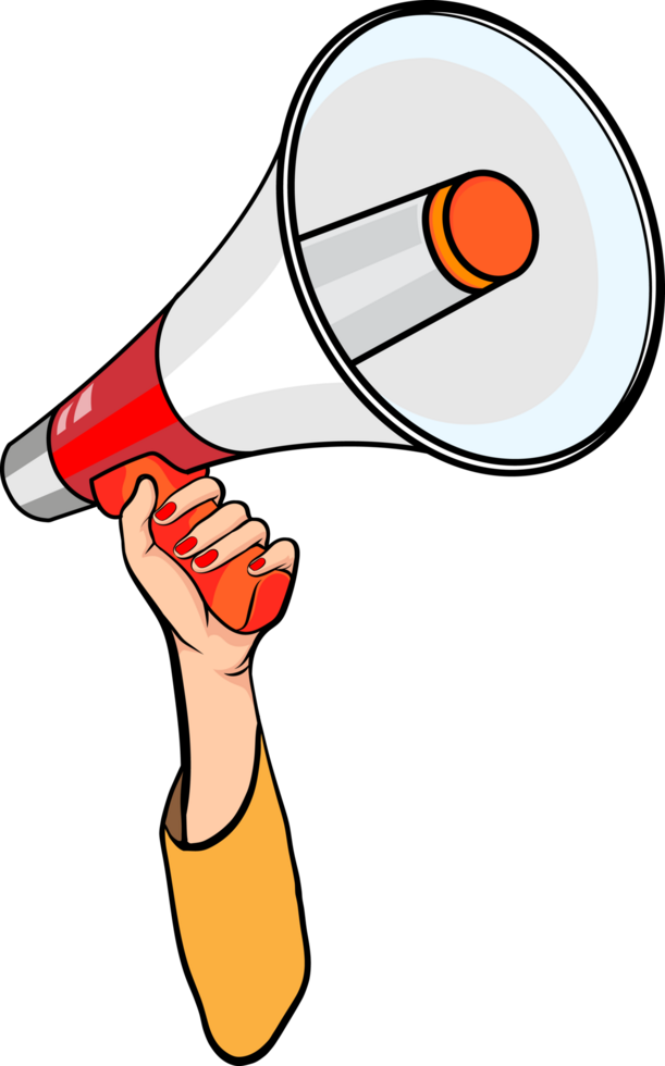 Angry protester shouting through a loudspeaker png