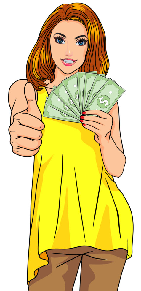 Bold entrepreneur spreading motivation for wealth and business success png