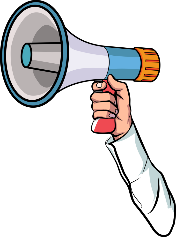 Powerful announcement with a pop art megaphone png