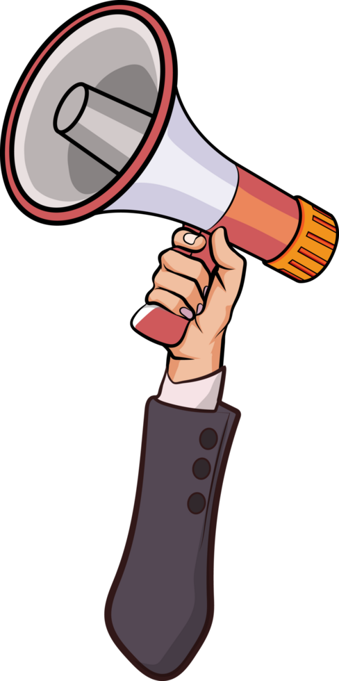 Political speech calling for support through a megaphone png