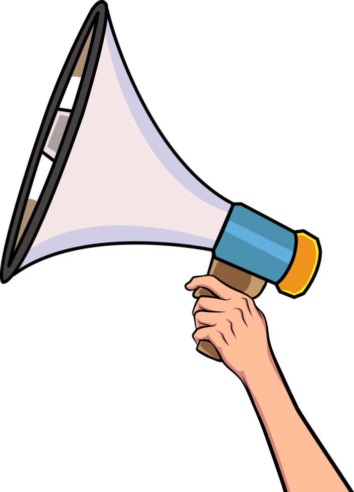 Encouraging call to action using a loudspeaker png