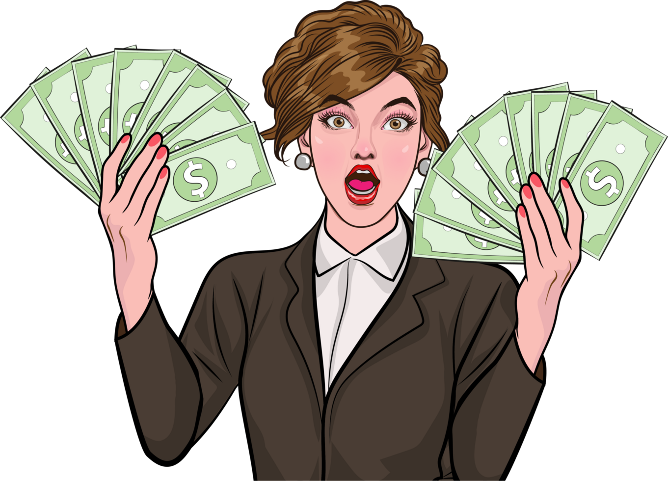 Powerful businesswoman inspiring success through bold declarations png