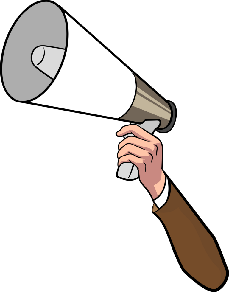 Sale event promotion with a comic megaphone png