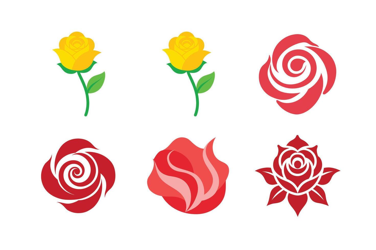 Flat design rose bundle with vivid and colorful petals vector