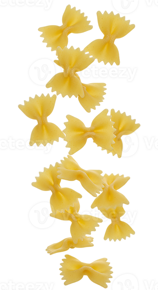 farfalle pasta . farfalle pasta falling down isolated. Italian farfalle pasta flying . pasta for cooking made with wheat flour as a symbol of Italian cuisine png