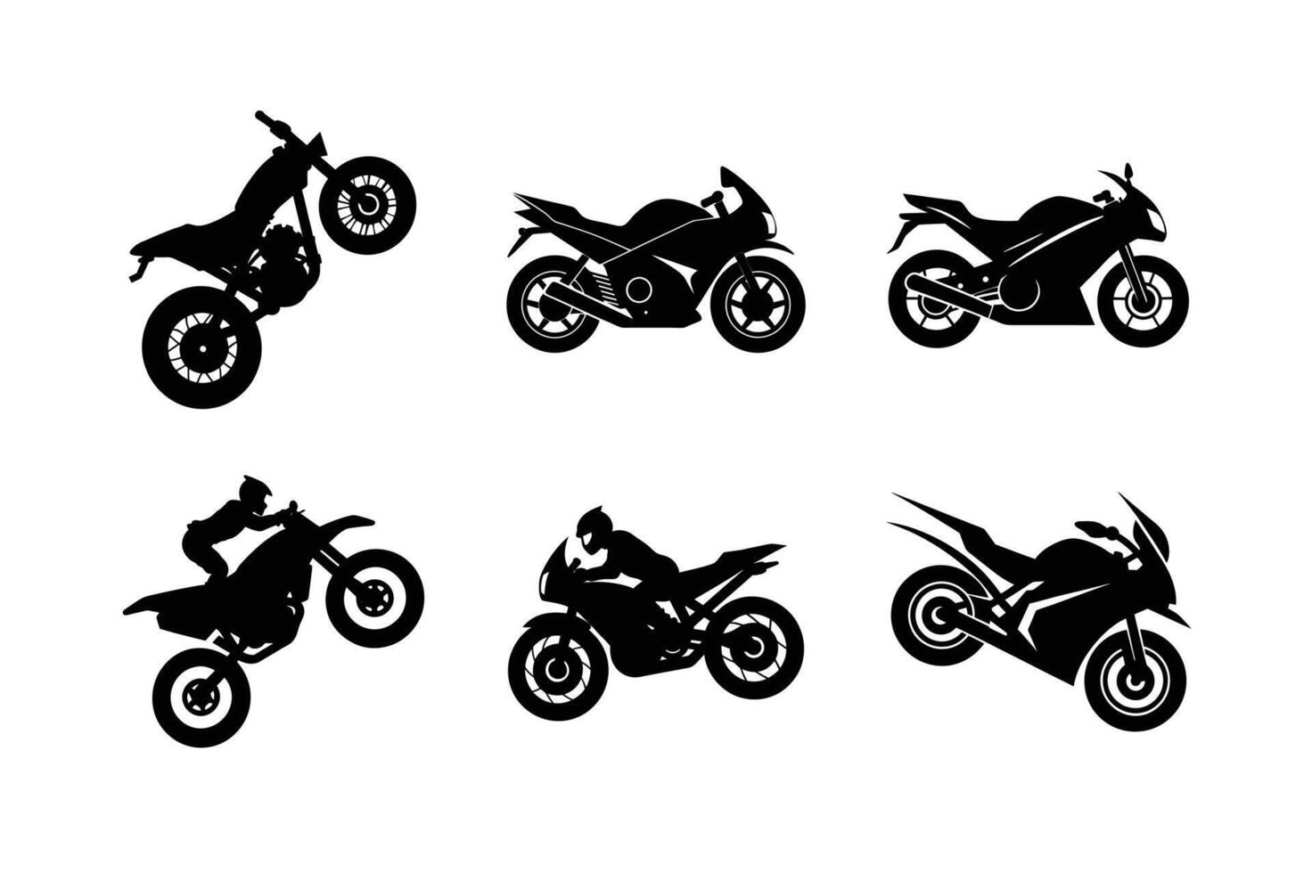 Freestyle stunt motorcycle silhouettes for extreme sports vector