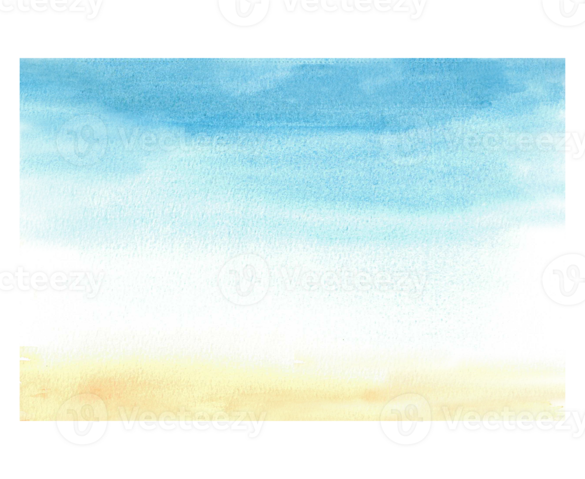 Sunrise, hand painted sky in watercolour background. Realistic colorful yellow, blue sky gradient. Clipart for design of landscape card, poster, banner print. Isolated from background illustration png