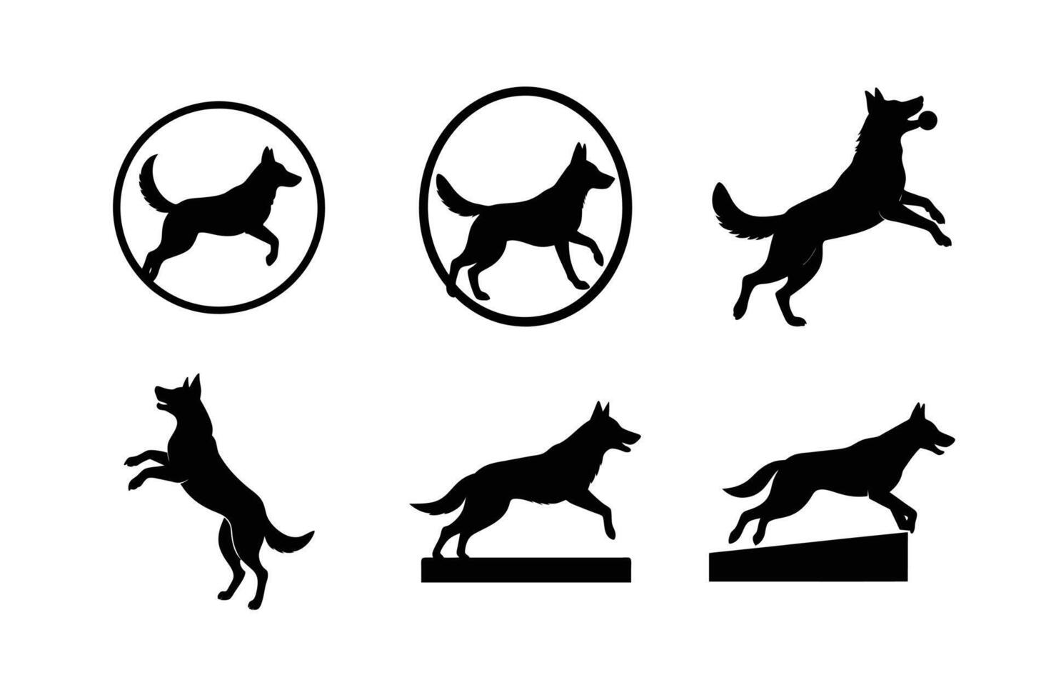 German Shepherd silhouettes for creative dog illustrations vector