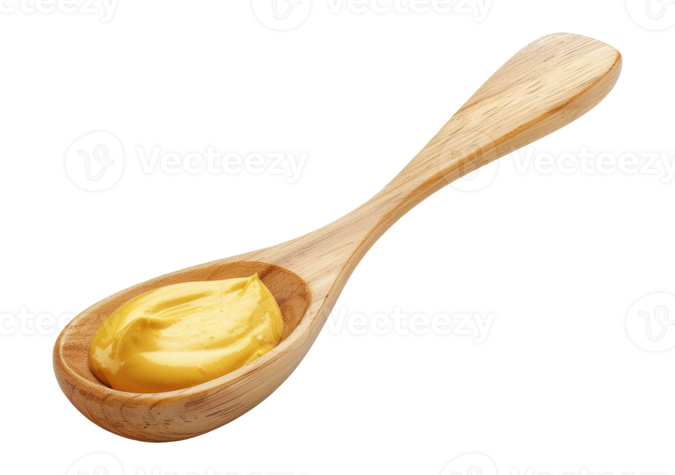 Wooden spoon with mustard png