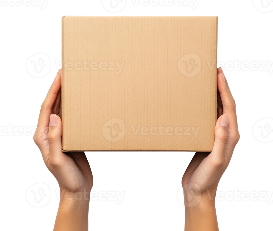 Hands with cardboard box png