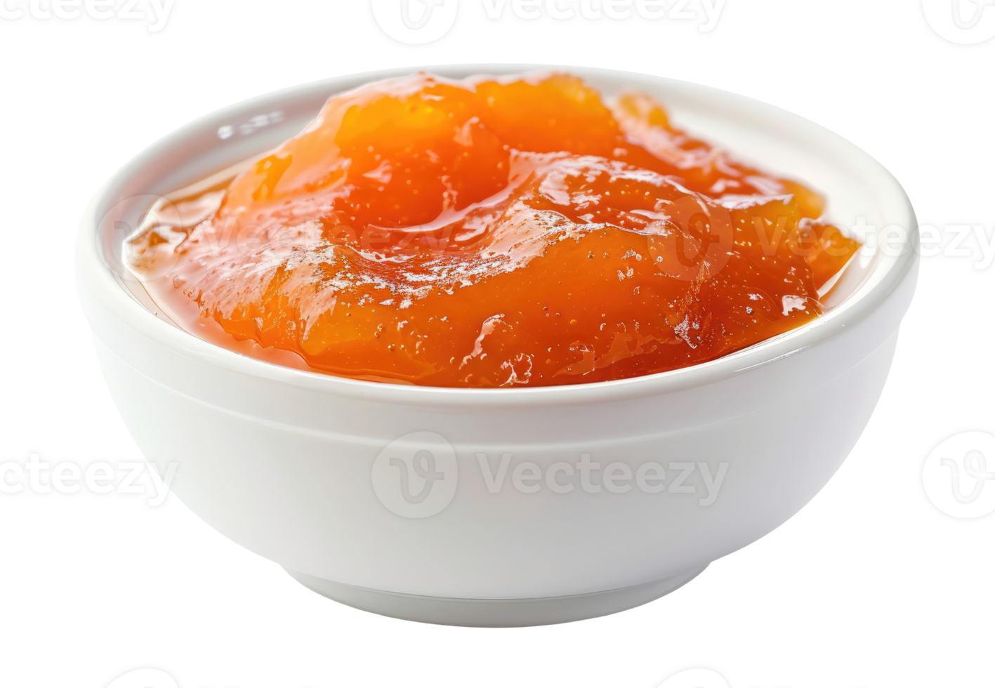 White bowl with peach jam png