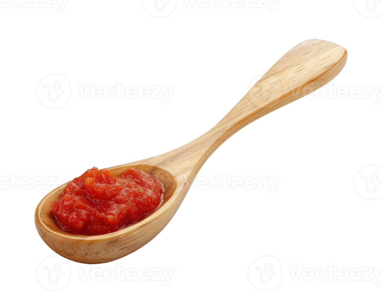 Wooden spoon with tomato paste png