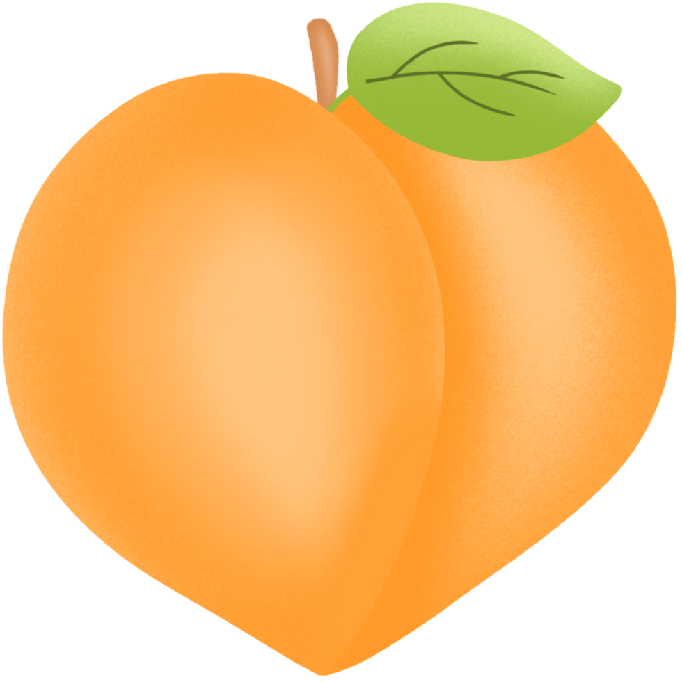 Hand drawing peach fruit. Flat illustration transparent background png