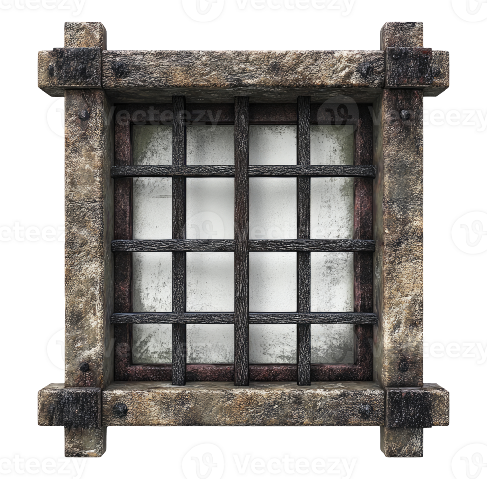 One prison window isolated on transparent background png