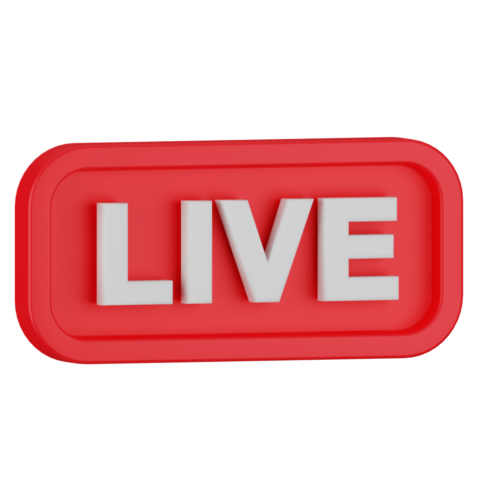 Realistic 3D Live Broadcast Button png
