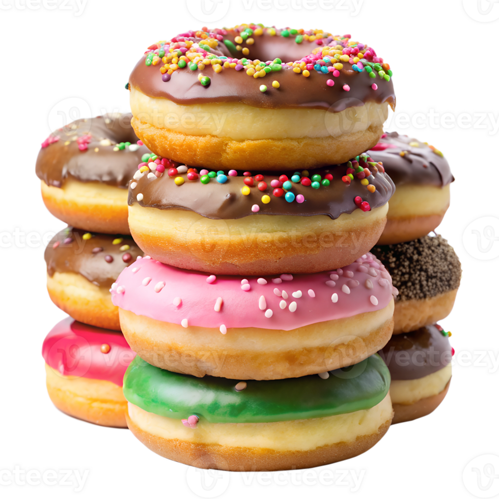 A stack of donuts with sprinkles on top png