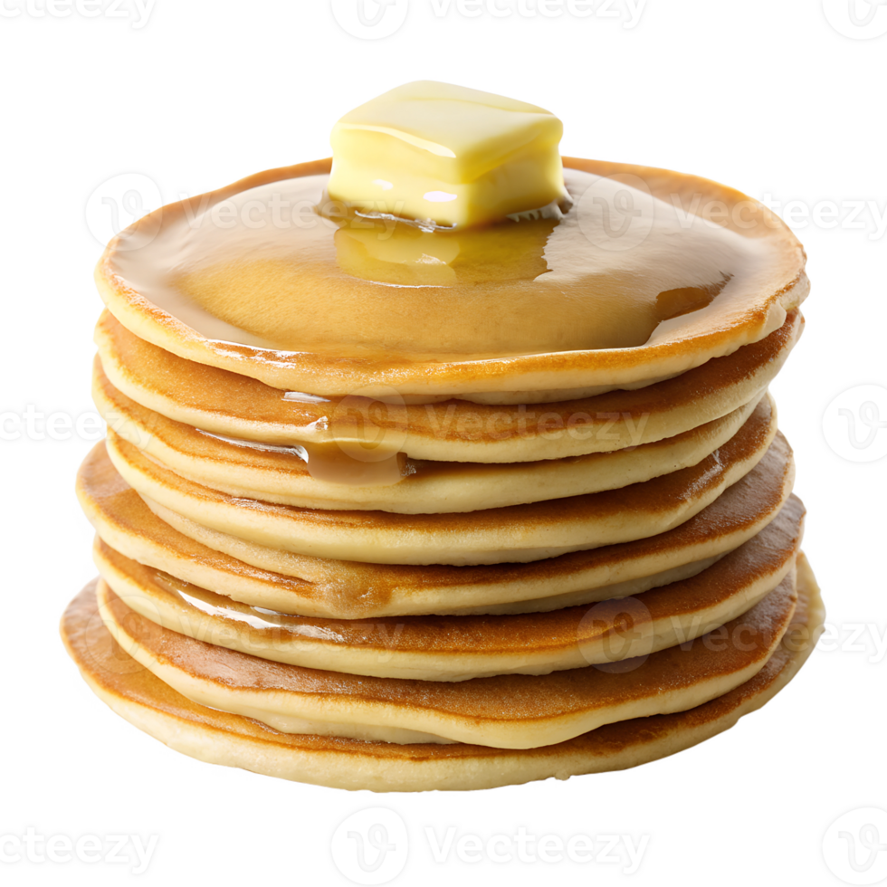 Pancakes with butter and syrup on top png