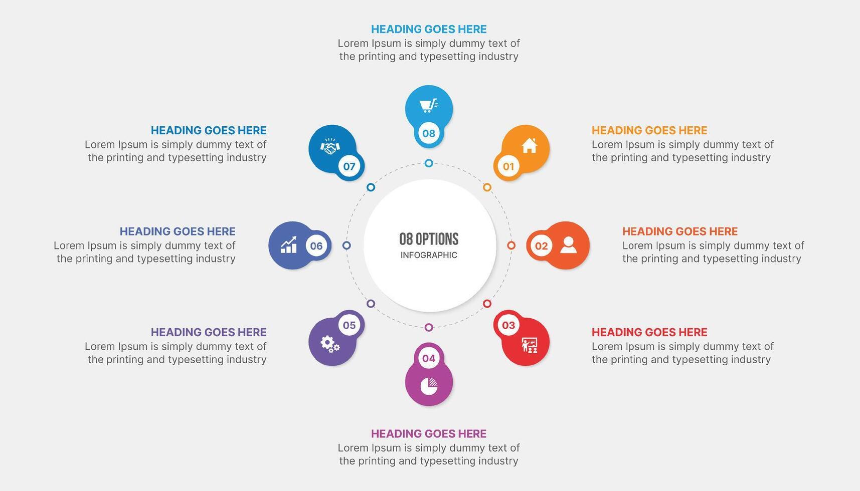 Infographic, Template Design With Eight Step or Options, Workflow or Process Diagram vector