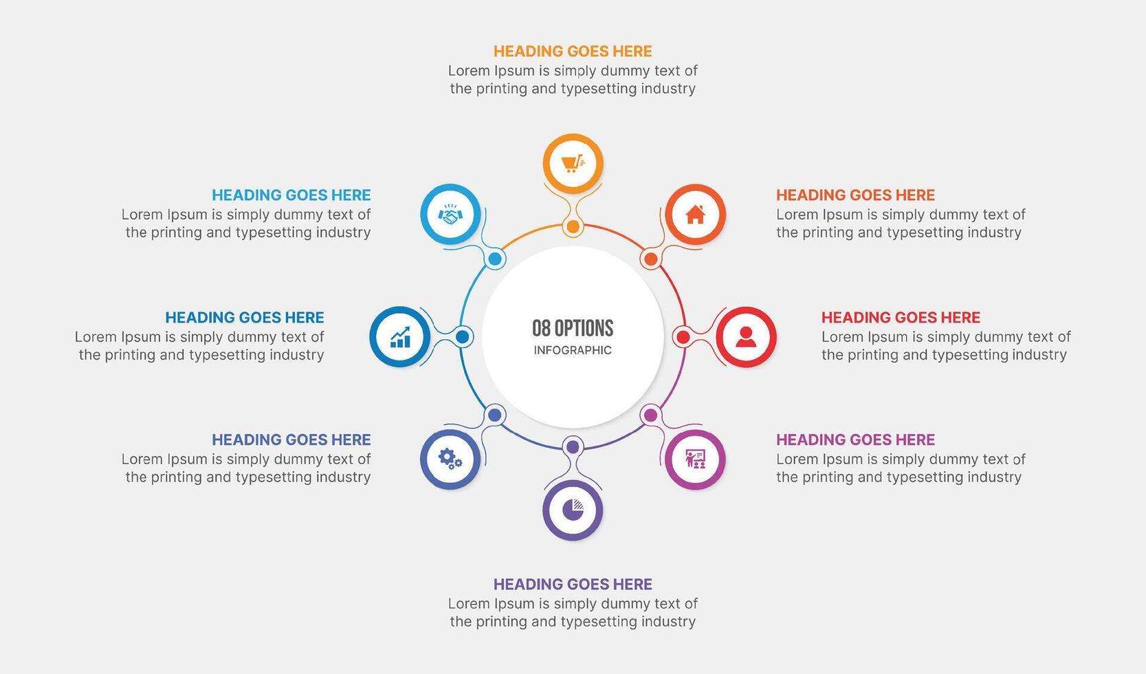 Infographic, Template Design With Eight Steps or Option, Workflow or Process Diagram vector