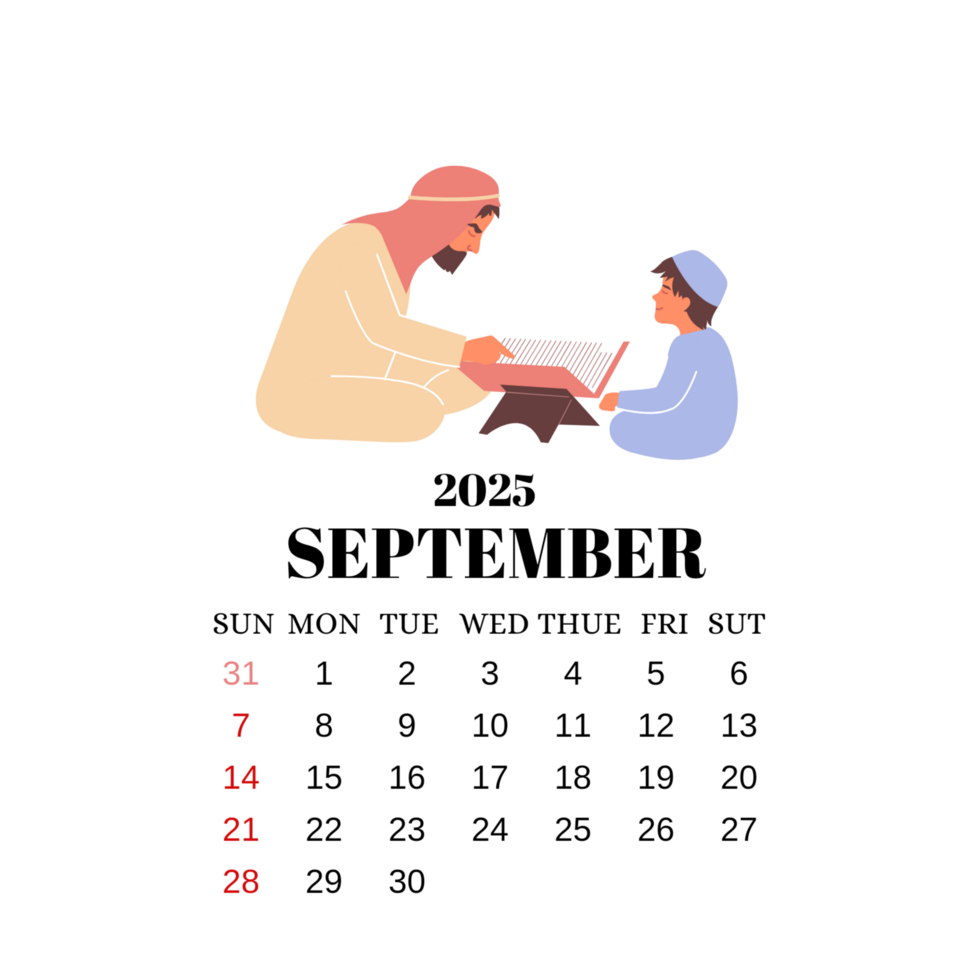 2025 calendar september month png