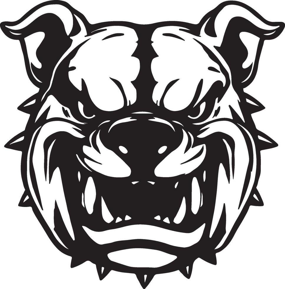 A silhouette illustration of a fierce majestical pitbull head vector