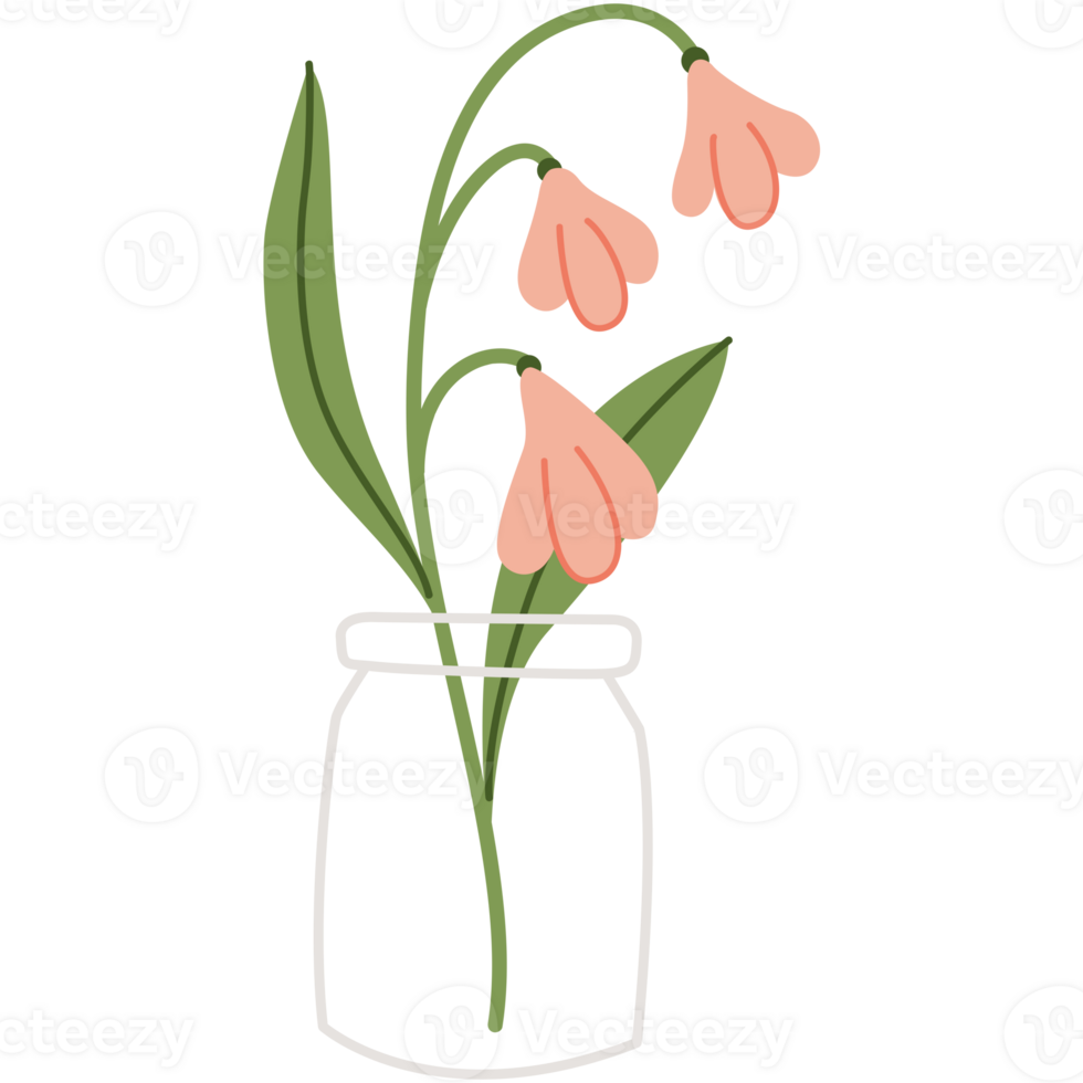 Hand drawn floral arrangement in a jar. botanical clipart png