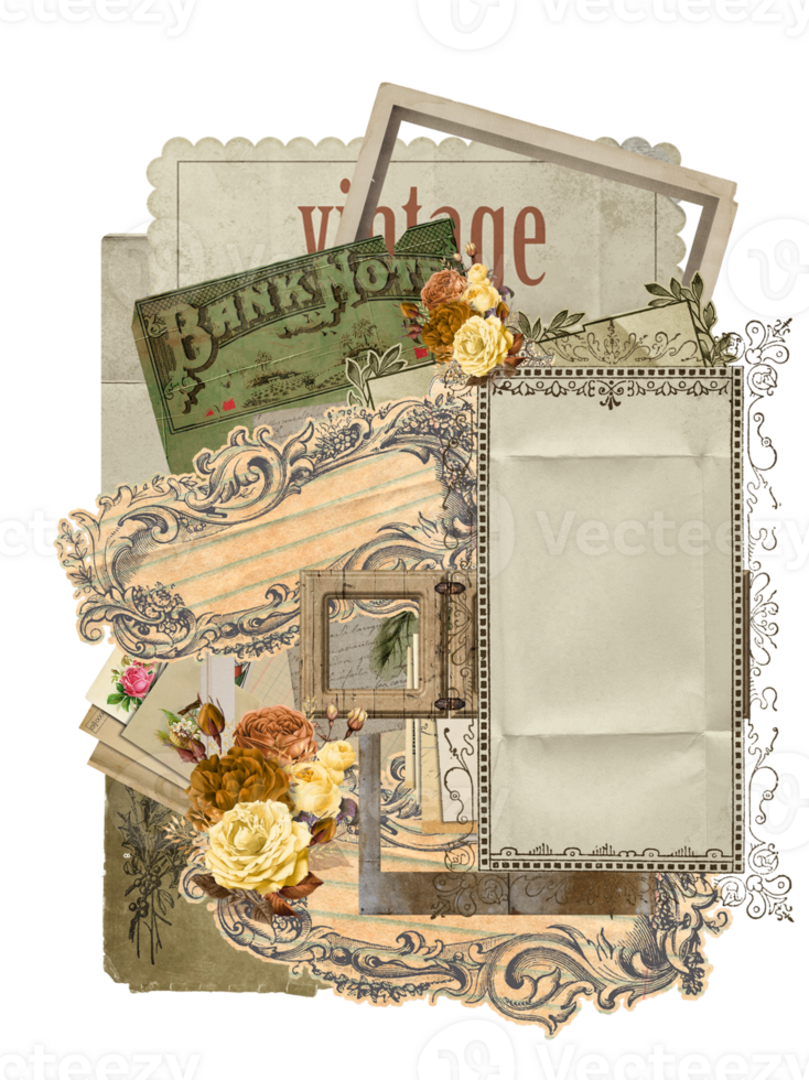 Vintage, retro style wallpaper. scrapbook. png
