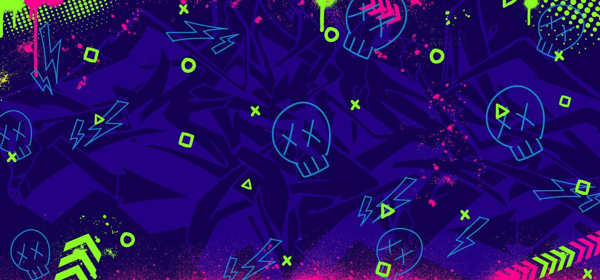 Game background illustrations. Graffiti gaming background with splatter, drips elements. vector
