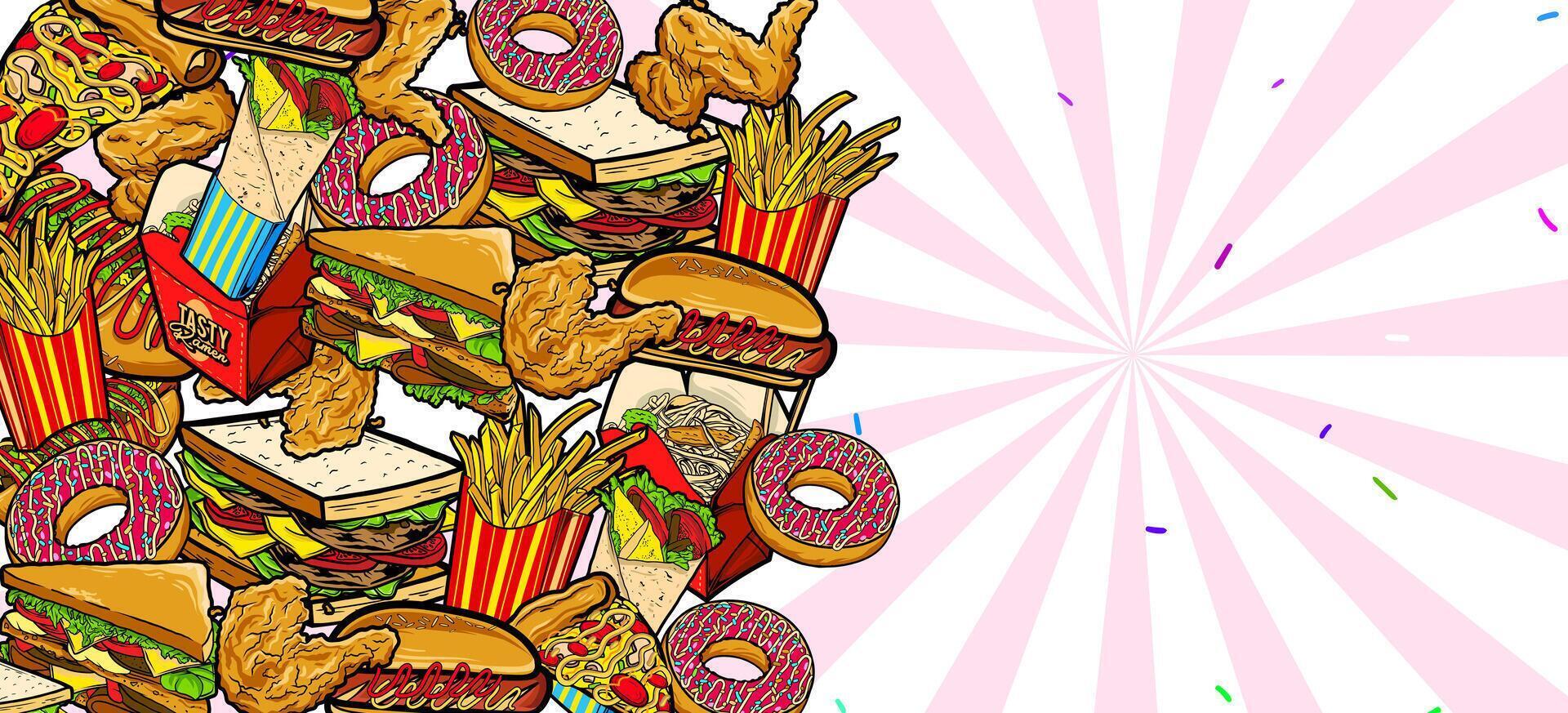 Various food backgound illustration vector