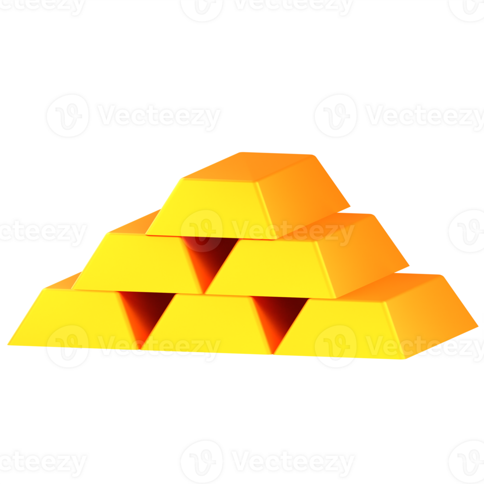 3d illustration gold ingots png