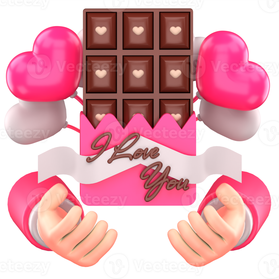 3d illustration giving chocolate png